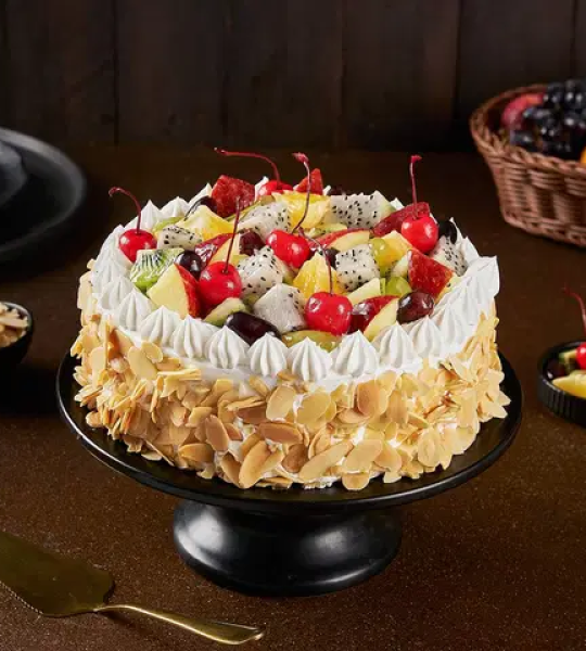 Fresh Fruits & Roasted Almonds Cake